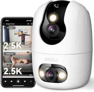 Imou 4K(4MP+4MP) Caméra Surveillance WiFi Intérieur Double Objectif, WiFi 2,4G/5GHz, Vision Nocturne Couleur, Détection de Personnes/Animaux, Suivi Automatique, Compatible Alexa pour Bébé/Chien/Maison