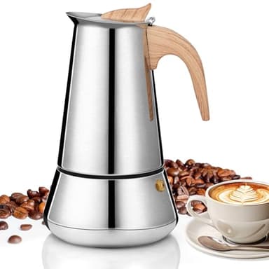 VINATO Cafetière Italienne Moka 350ml (6 Tasses) - Compatible Induction & Tous Feux - Machine à Expresso Inox pour Café Maison
