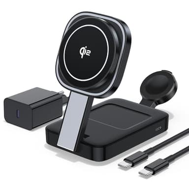 Station de Charge sans Fil 3 en 1 pour Apple, Station de Charge Mag-Safe, Pliable Chargeur inductif sans Fil pour iPhone 16 Pro Max/15/14 Plus/13 Mini/12/11,iWatch Series 10/9/8/7/6/SE/Ultra,AirPods