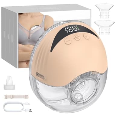 eSynic Tire Lait Électrique Main Libre Capacité de 210ml 4 Modes 12 Niveaux Moins Bruyant Extracteur de Lait Maternel Bride 24/21/19mm Affichage LED Anti-fuite Rechargeable Tire Lait Portable sans Fil