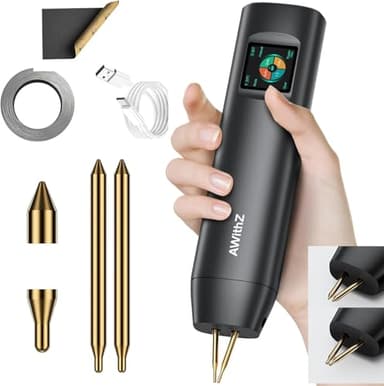 AWithZ Soudeuse par points portative H2 pour batteries 18650 avec écran LCD de 1,5 pouce, 99 niveaux réglables, modes automatique/manuel, interface utilisateur en 7 langues