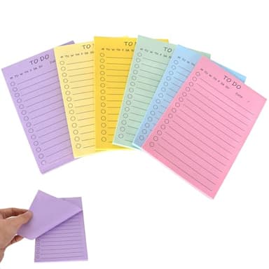 Aurafly Lot de 6 Carnets de Listes de Choses à Faire, 300 Feuilles de Notes Adhésives Auto-Collantes Lignées Blocs de Notes Autocollants pour L'école, Le Bureau