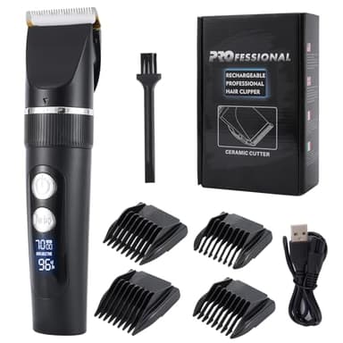 Tondeuse à Cheveux Professionnelle, Lame de Titane Turable, Digital Touch, Rasoir Avec Ecran LED, Tondeuse à Barbe Tondeuse de Précision Tondeuse à Poils Longs Imperméable à l'eau