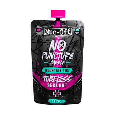 Muc-Off No Puncture Hassle Produit anti-crevaison Tubeless - 140 ml - Produit Anti-Crevaison Pneu Vélo avec Colorant de Détection UV - Bouche les Déchirures et les Trous jusqu'à 6 mm