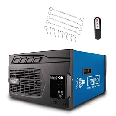 Scheppach Purificateur d'air HDA-14 | 740 m³/h de capacité | 3 Niveaux de Filtration jusqu'à 1 μm | Contrôle à distance & Suspension murale | Pour atelier jusqu'à 400m²