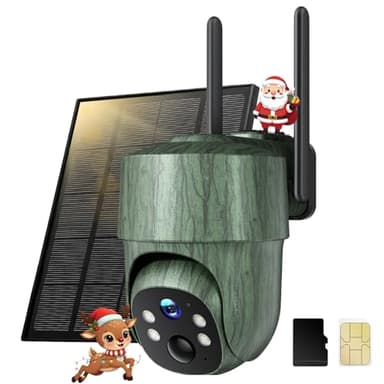 CEYOMUR Camera de Chasse Solaire 4G LTE, 2K PTZ avec Cartes SIM et SD, Vision Nocturne sans Scintillement, Diffusion en Direct, Vue complète à 360°, Audio bidirectionnel, étanchéité IP66