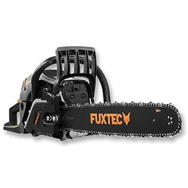 Fuxtec tronçonneuse thermique 50 cm FX-KS262 Black Edition essence 61,5cm3 2 temps 2,8kW Longueur De Coupe 45cm, Guide Chaine 20 pouces Étui de transport Tronc, Menuiserie