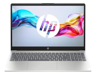 HP 15-fd0004sf Ordinateur Portable 15,6" FHD, PC Portable (Intel Core i3-N305, RAM 8 Go, SSD 512 Go, Intel UHD Graphics, Windows 11), Laptop Argent, Clavier AZERTY