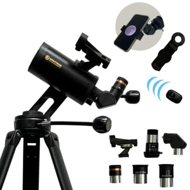 ExploraPro 70AZ Maksutov Télescope - Ouverture 70mm Longueur focale 750mm - Télescope Alt-AZ Manuel avec Contrôle Slow Motion - Adaptateur Smartphone et Obturateur à Distance - Spectrum Optical