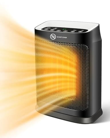Maxesla Chauffage électrique basse consommation, radiateur soufflant en céramique 1500 W, 2 modes de température, protection contre la surchauffe et le renversement, pour chambres ou salles de bain