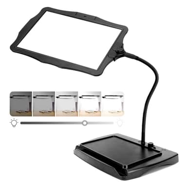 Grande loupe 10x avec lumière et Support, 50 Perles LED, luminosité réglable, col de Cygne, Lampe de Bureau, Grande loupe pour la Lecture, la Couture, Les travaux manuels