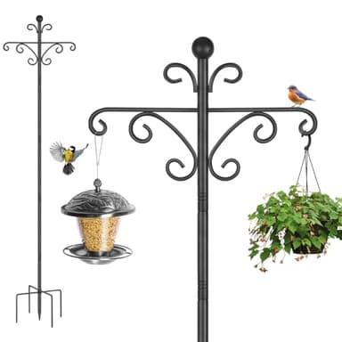 Station de suspension support pour mangeoire à oiseaux, 196 cm, noir, 1 lot