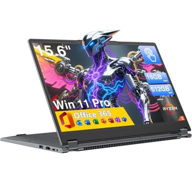 Yoga 2-en-1 Ordinateur Portable 15,6",Win 11 Pro 16 Go de RAM DDR4, 512 Go de SSD ,AMD Ryzen 3 3200U (jusqu'à 3,5 GHz),AMD Radeon Vega 3,Écran Tactile Full HD,Wi-FI 5,BT5.1,RJ45,Clavier rétroéclairé