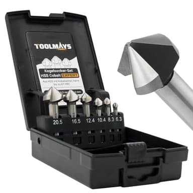 TOOLMAYS Fraises Coniques Hss, M35 Cobalt Fraise à Chanfreiner 6 pièces, ø 6,3-20,5 mm Fraise Metal 90° Pour Acier Inoxydable, Fer, Aluminium Cuivre, Bois Et Plastique