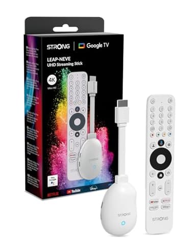STRONG Leap-Neve Stick De Streaming Google TV 4K UHD avec Port Ethernet, 2GB RAM + 16GB Stockage, Wi-FI 6, Android 12, Chromecast Intégré, Assistant Google, Dolby Atmos & Dolby Vision