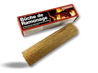 Bûche de ramonage chimique | Cheminée insert poêle chaudière foyers ouverts | Tous conduits de fumée | Efficacité totale sous 15 jours | Kibros 4BUCH2b