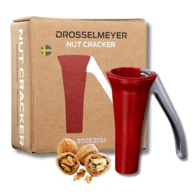Casse Noix Premium Drosselmeyer - Casse-noisettes Très fort Robuste avec récipient pour recueillir les moules - Résistant Efficace avec un Minimum d'Effort - Conçu et produit en Suède