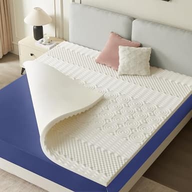 CASABEL Surmatelas 140 x 190 cm Mousse à Memoire de Forme 5 cm Haute Densité - sur-Matelas Double - Zones Ergonomiques de Soutien - pour Matelas, Clic Clac, BZ - Entreprise Française