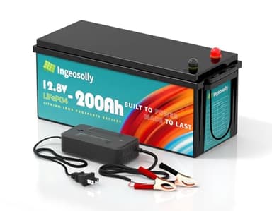 Batterie Lithium 12V 200Ah, Batterie LiFePO4 Rechargeable avec BMS 200A, 8000+ Cycles, Pour Camping-Car, Hors-Réseau, Van, Caravane,Bateaux