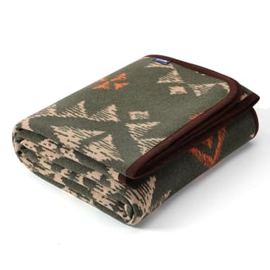 ACUSHLA Couverture en laine mérinos - Couverture épaisse grande et chaude lavable pour salon, lit, canapé, pique-nique en plein air, voyage, camping toute saison - (160 x 200 cm | Style Navajo Vert)