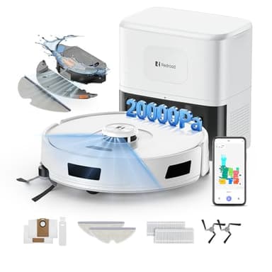 Aspirateur Robot Laveur avec Station, 20000Pa, Station de Vidage Automatique 120 Jours, Navigation LiDAR, WiFi APP 5G/2.4G, Robot Aspirateur Laveur Autonome pour Tapis/Sols/Poils d’Animaux (R11-1)