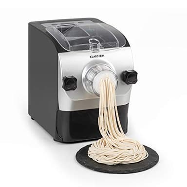 Klarstein Pastamania Machine à Pâtes Fraîches Électrique – 260W Automatique avec 7 Accessoires, 500g Capacité, Silencieuse 60dB, Écran LED, Pétrissage en 3 Min, Inclus Coupe-Pâte et Moule à Raviolis