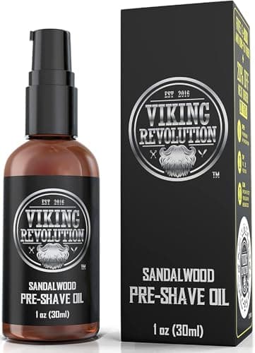 Viking Revolution - Huile Rasage pour Hommes au Bois de Santal - Huile de Rasage Pour Rasoir & Coupe-Choux - Pour un Rasage Sans Irritation & en Douceur - 30ml