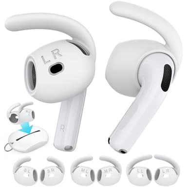 AhaStyle Embouts D'oreille pour AirPods 4ème Génération (2024) 【Pochette de Rangement Ajoutée】3 Paires S/M/L Silicone Embouts de Remplacement Antidérapants Compatible avec Apple AirPods 4th Gen(Blanc)