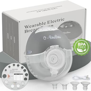Tire Lait Electrique Main Libre en Silicone Avec Batterie à Longue Durée - 12 Niveaux & 4 Modes - Tire Lait Electrique Portable - Brides de 24 mm + 4 Insert Brides (19/21mm) Sans BPA, 1 Pièce
