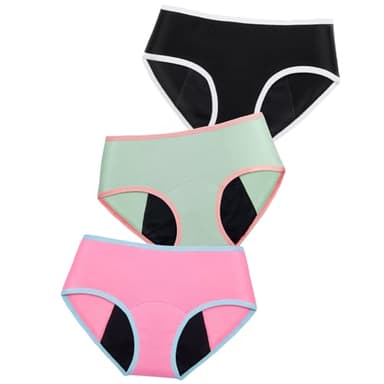 Soleurfe Culotte Menstruelle Flux Tres Abondant 4 Couches de Slips Fibre de Bambou Lavable Protege Slip Anti Fuite pour Adolescentes Fille Femmes 12-14 Ans