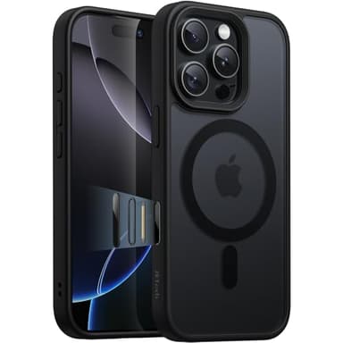 JETech Coque Magnétique pour iPhone 16 Pro Max 6,9 Pouces avec Bouton de Capture de Contrôle de Caméra, Compatible avec MagSafe, Étui Housse Translucide Dos Mat Fine Antichoc (Titane Noir)