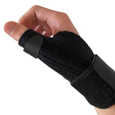 DALLAR Attelle de Pouce Réglable pour les Deux Mains - Orthèse Stabilisée avec 2 Renforts Métalliques - Idéale pour la Rhizarthrose, la Ténosynovite de De Quervain, l'Arthrite ou les Entorses