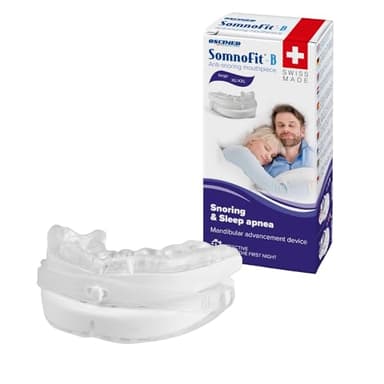 Somnofit-B - Orthèse Anti-Ronflement - Gouttière Dentaire Flexible et Thermoformable - Design Breveté, Grand Confort - Orthèse Mandibulaire Fabriquée en Suisse