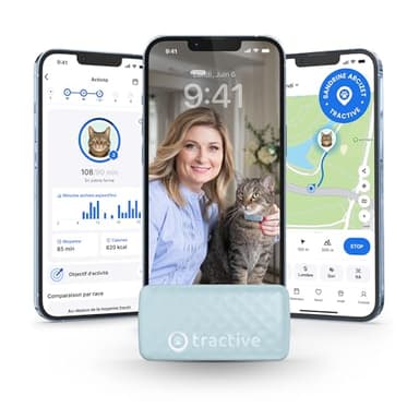 Tractive – Collier GPS Chat Connecté Mini | N° 1 des GPS pour Chats | Localisation en Direct | Historique de Localisation et Fonction Territoire | Collier de Sécurité Inclus (Menthe)
