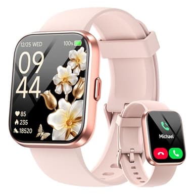Montre Connectée Femme pour Samsung,iPhone,Android,1.8" HD Smartwatch avec Appel Bluetooth,Voix de l'IA,Alexa intégrée,Smart Watch Moniteur de SpO2,Sommeil,Podometre,Calories, IP68 Montre Intelligente