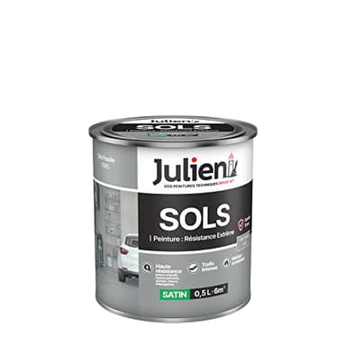 Julien Peinture Sols Extrême Intérieur et Extérieur - Chapes béton, ciment lissé, briques, asphalte, planchers et parquets - Gris Fossile 0,5 L