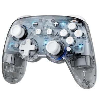 Manette Switch 2 Sans Fil Compatible avec Nintendo Switch 2/OLED/Lite, RGB Switch Manette Pro Sans Fil, Switch Pro Controller avec 7 Couleurs de LED/Hall Effect/Palette/Fonction Double Turbo, Gris