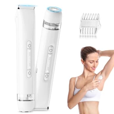 Rasoir Électrique Femme Tondeuse Intime: Bikini Epilateur USB-C Rechargeable Précise étanche IPX7 120min - Double Tête Rasoir féminin sans fil pour Corps Maillot Visage Aisselles Jambes Bras BLANC