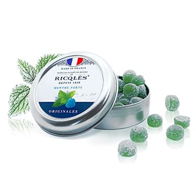RICQLES-PASTILLES MENTHE AVEC SUCRES-Haleine Fraîche, Mal des transports-Goût menthe poivrée-NOUVELLE FORMULE-Boîte en métal de 45g