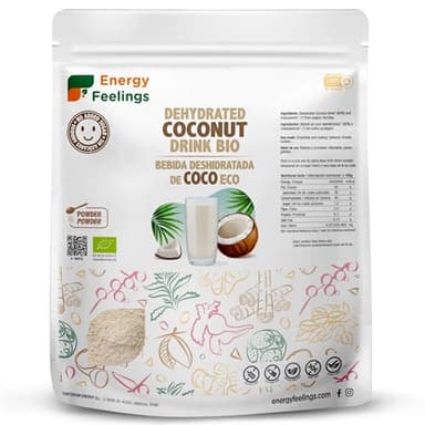 Energy Feelings Lait de Coco en Poudre Bio 1kg, Lait de Coco Bio Sans Sucre Ajouté, Sans Gluten ni Lactose, Vegan Powder, Organic
