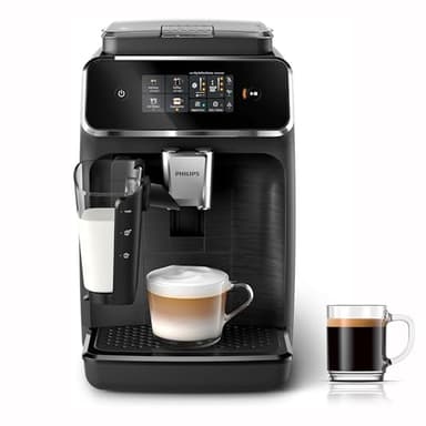Philips Expresso broyeur Série 2300-4 Boissons, Écran tactile coloré, Carafe LatteGo, SilentBrew, Broyeur 100% Céramique, Machine à café à grain Noir mat (EP2330/10)