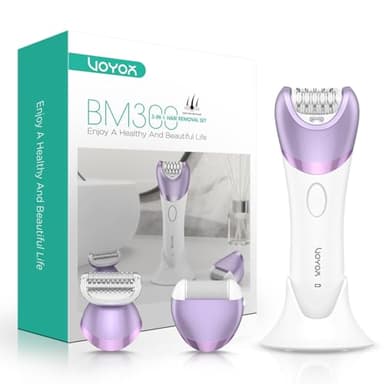VOYOR Épilateur Électrique Femme, Epilation avec Tête De Rasage Et Tondeuse pour l'épilation du Corps, Rechargeable et Sans Fil, Humide et Sec, Couvert 30 Pinzetten, Lumière LCD BM300 (Violet)
