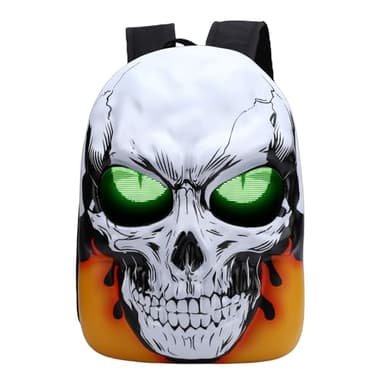 EMUKOEP Sac à Dos LED, écran Couleur Programmable 20 X 32, Contrôle par Application, Coque Rigide étanche, Conception de Tête de Crâne avec Grande capacité pour Moto, Cyclisme, Voyage,