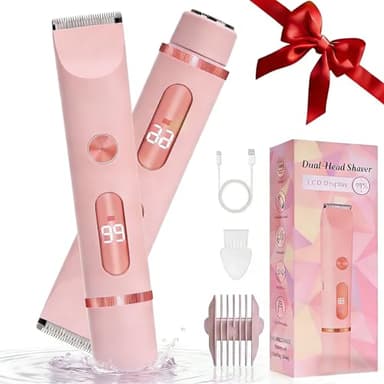 Wendict Rasoir Electrique Femme, Rasoir Electrique Feminin IPX6 Étanche Rasoir, zone Intime Sec/Humide pour Bikini, Aisselles, Bras, Visage et nez (Rose)