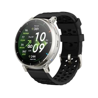 Amazfit Active 3 Premium Montre Connectée GPS pour Running, 45mm, Écran AMOLED 1,32" en Saphir, Autonomie 12 Jours, 4 Go de Stockage, NFC, Cartes Hors Ligne, 170+ Modes Sport, pour Android & iPhone