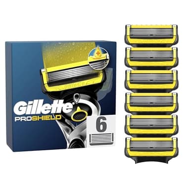 Gillette Lot De 6 Recharges De Rasoir Pour Hommes Proshield, Cartouches Avec Bande Lubrifiante Avant Et Après Les Lames Et Nouvelle Lubrification Pour Un Rasage De Près Et Un Confort Incroyables