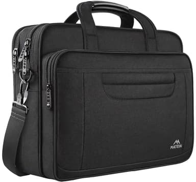MATEIN Sac Ordinateur Portable 15.6 Pouces Mallette Multifonctionnel Business Handcase pour Les Femmes et Les Hommes, Enduring Nylon Sac à Bandoulière pour Voyage Tablette/Notebook Noir