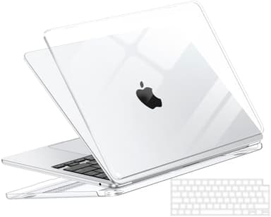 NPUOLS Coque pour MacBook Air 13 Pouces M5 M4 M3 M2 2026-2022, Étui Rigide Compatible avec Mac Book Air 13,6" A3449 A3240 A3113 A2681 Housse de Protection Plastique+TPU Clavier EU, Transparente