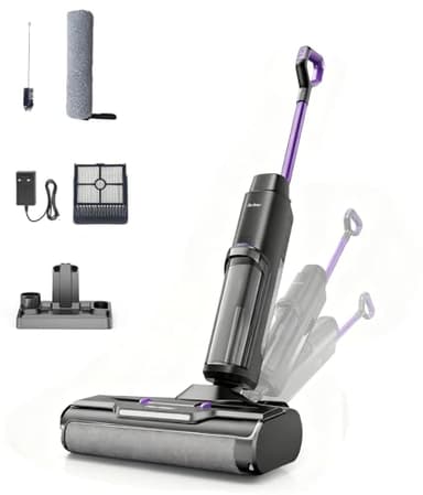 Redkey W15 Aspirateur Balai Laveur sans Fil, Balai aspirateur Laveur 3 en 1,Aspiration Puissant Eau et Poussière,5mm Simple Lamination,35min Longue Autonomie, LED écran Digital,Auto-Nettoyage