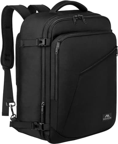 MATEIN Sac a Dos Voyage Cabine Avion, Sac à Dos Homme Travail Valise Cabine, Grand Sac a Dos 40L Femme Elegant Leger Bagages Cabine D Affaire Approbation Vol Lufthansa AirFrance Travel Backpack, Noir